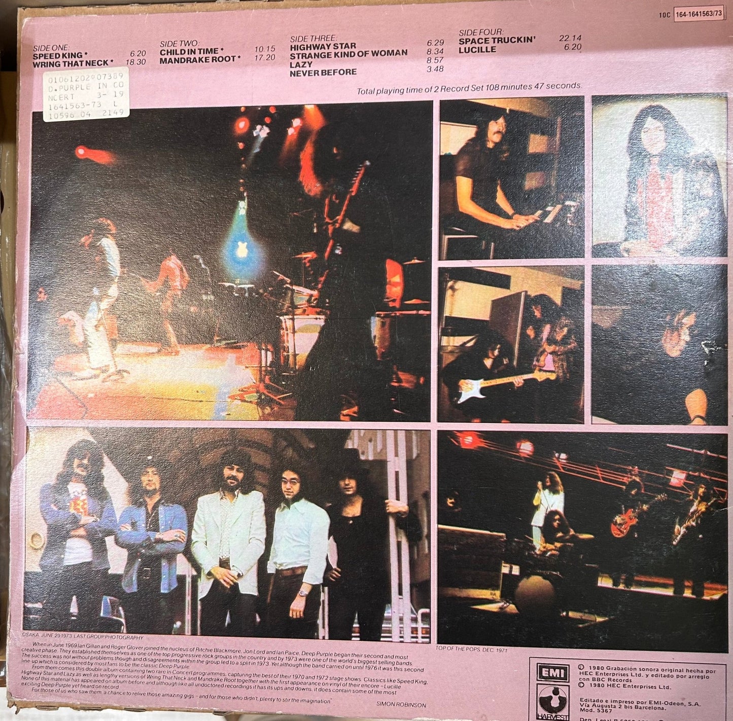 LP Deep Purple – In Concert 2ª Mano - DISCOS NAKASHA