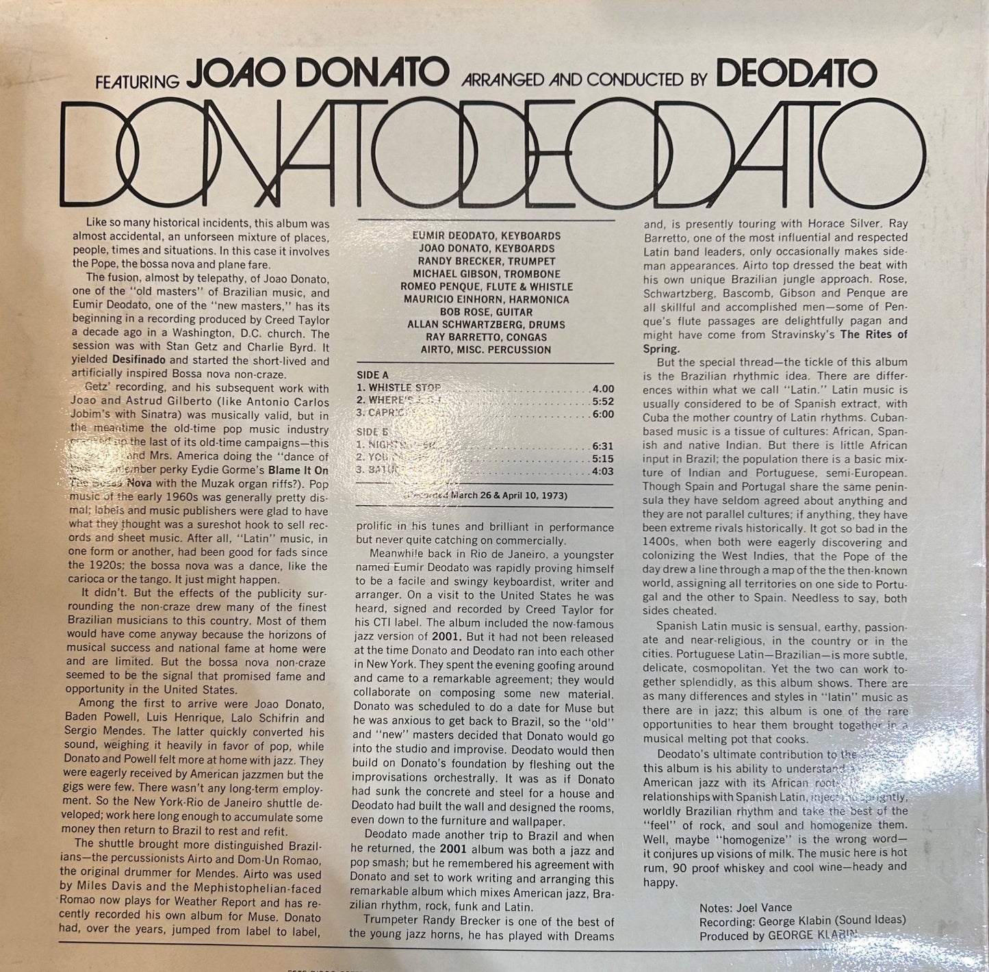 LP Deodato featuring Joao Donato – DonatoDeodato 2ª Mano - DISCOS NAKASHA