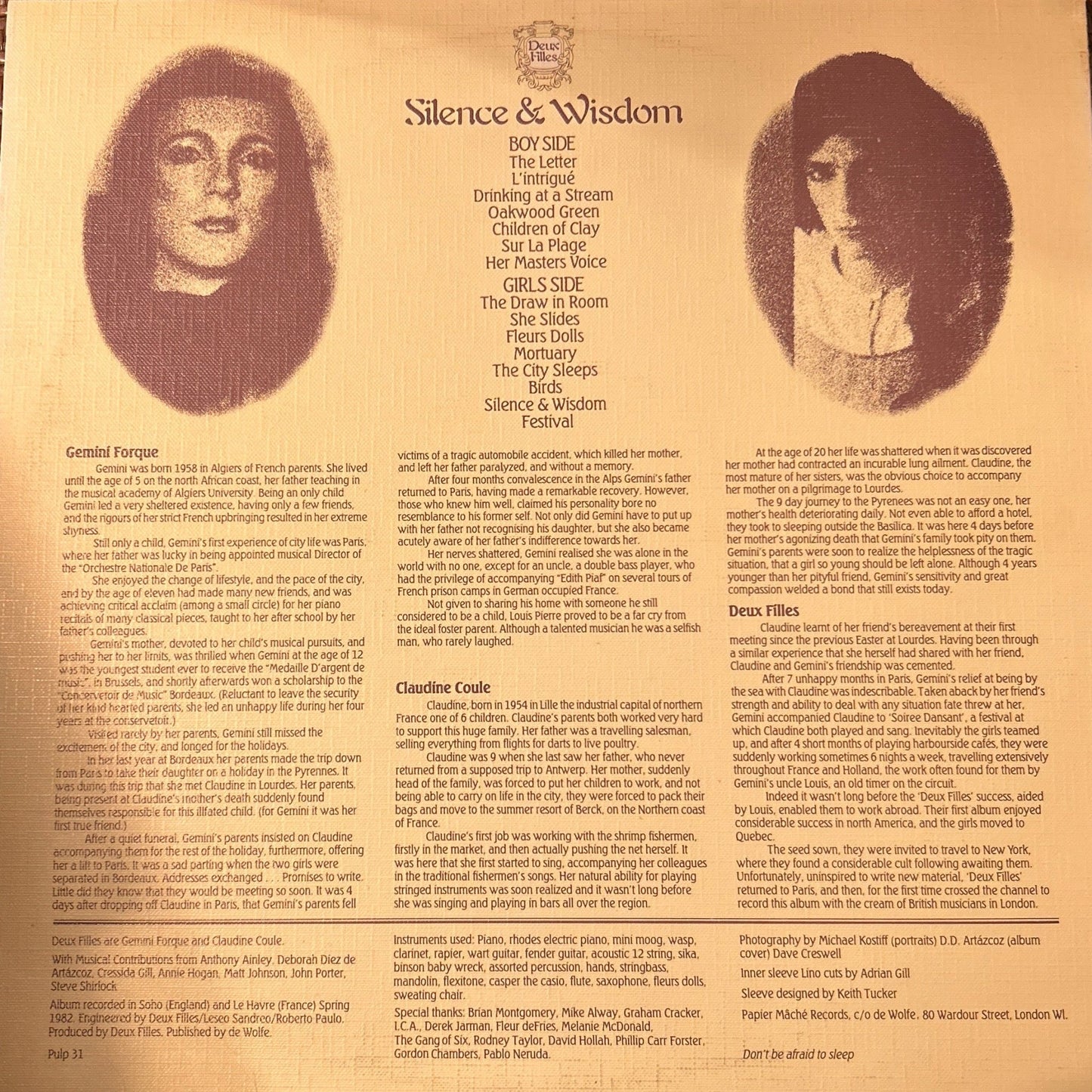 LP Deux Filles – Silence & Wisdom 2ª Mano - DISCOS NAKASHA