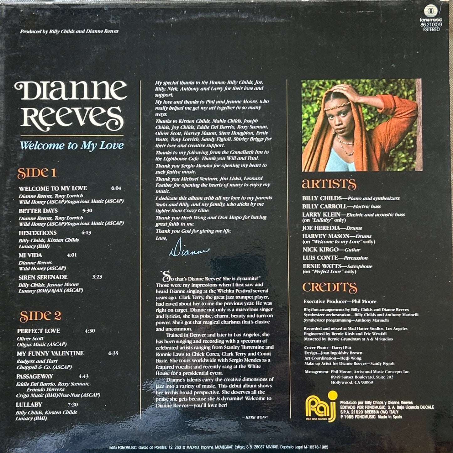 LP Dianne Reeves – Welcome To My Love 2ª Mano - DISCOS NAKASHA