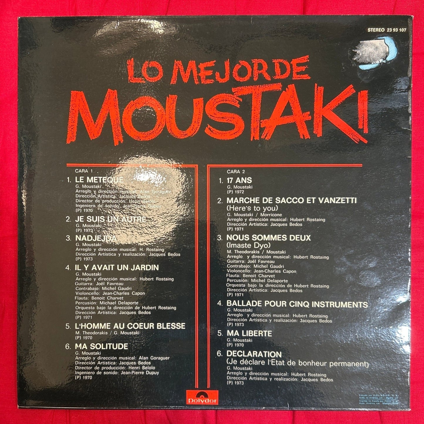LP Georges Moustaki – Lo Mejor De Moustaki 2ª Mano (Producto exclusivo recogida en tienda) - DISCOS NAKASHA