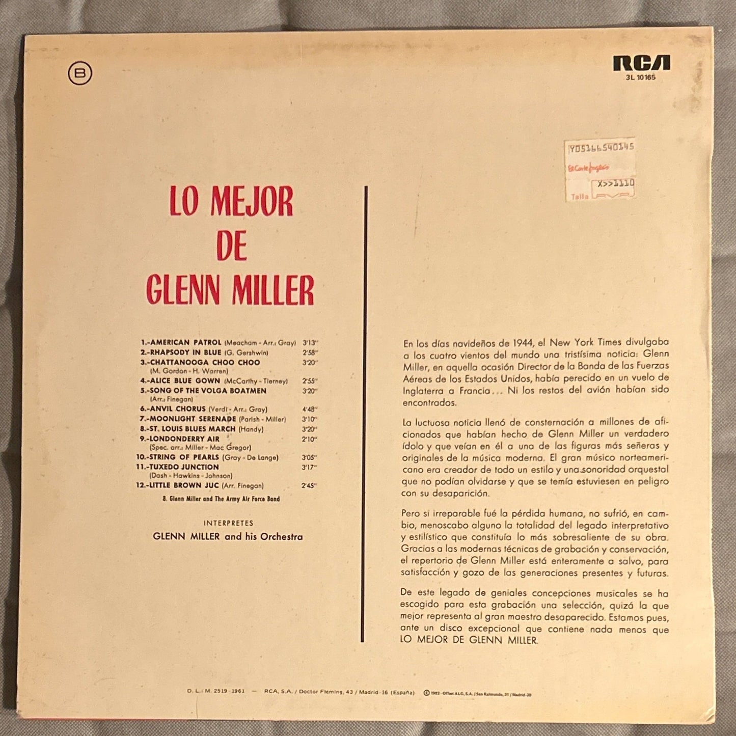LP Glenn Miller And His Orchestra – Lo Mejor De Glenn Miller 2ª Mano - DISCOS NAKASHA