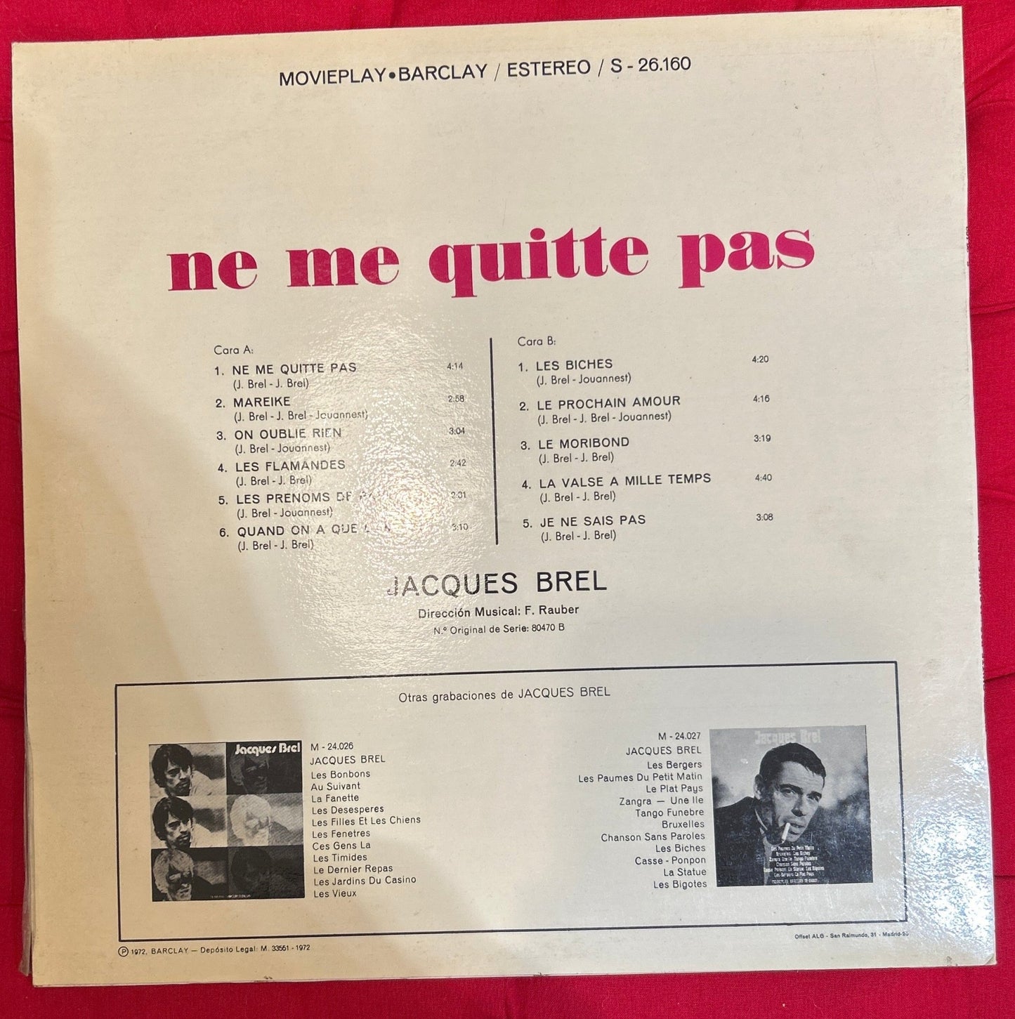 LP Jacques Brel – Ne Me Quitte Pas 2ª Mano (Producto exclusivo recogida en tienda) - DISCOS NAKASHA