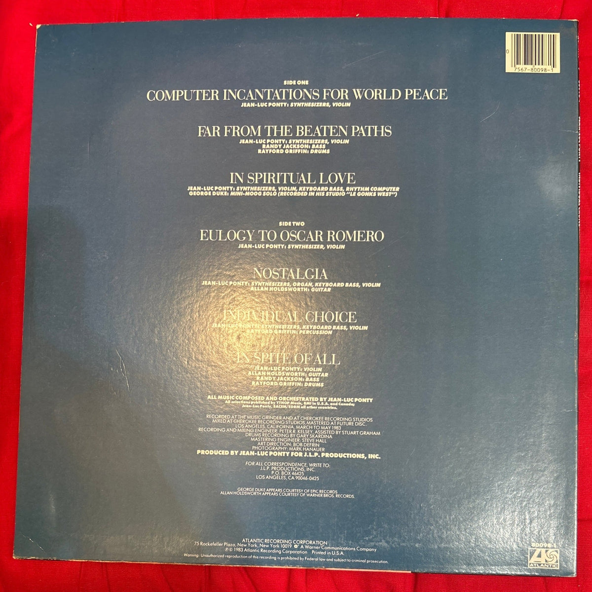 LP Jean-Luc Ponty – Individual Choice 2ª Mano - DISCOS NAKASHA