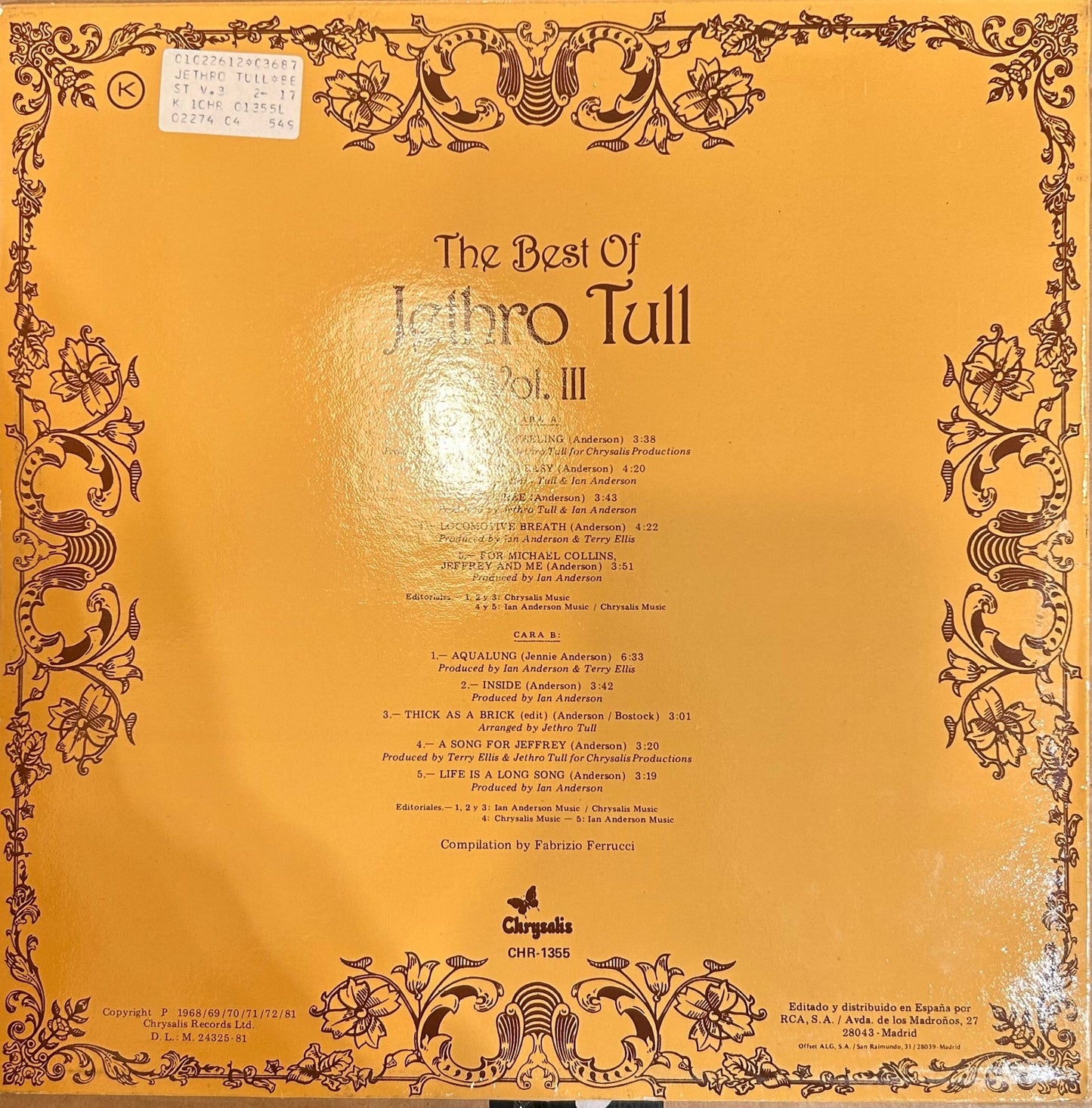 LP Jethro Tull – The Best Of Jethro Tull Vol. III 2ª Mano - DISCOS NAKASHA