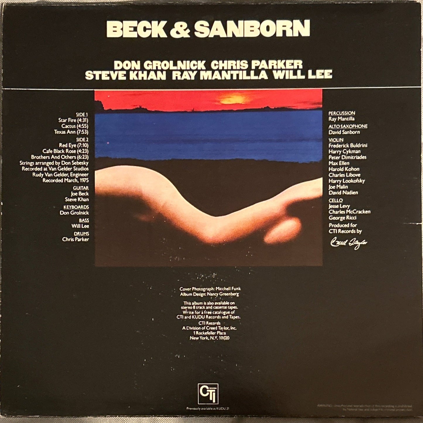 LP Joe Beck – Beck & Sanborn Ed. USA 2ª Mano - DISCOS NAKASHA