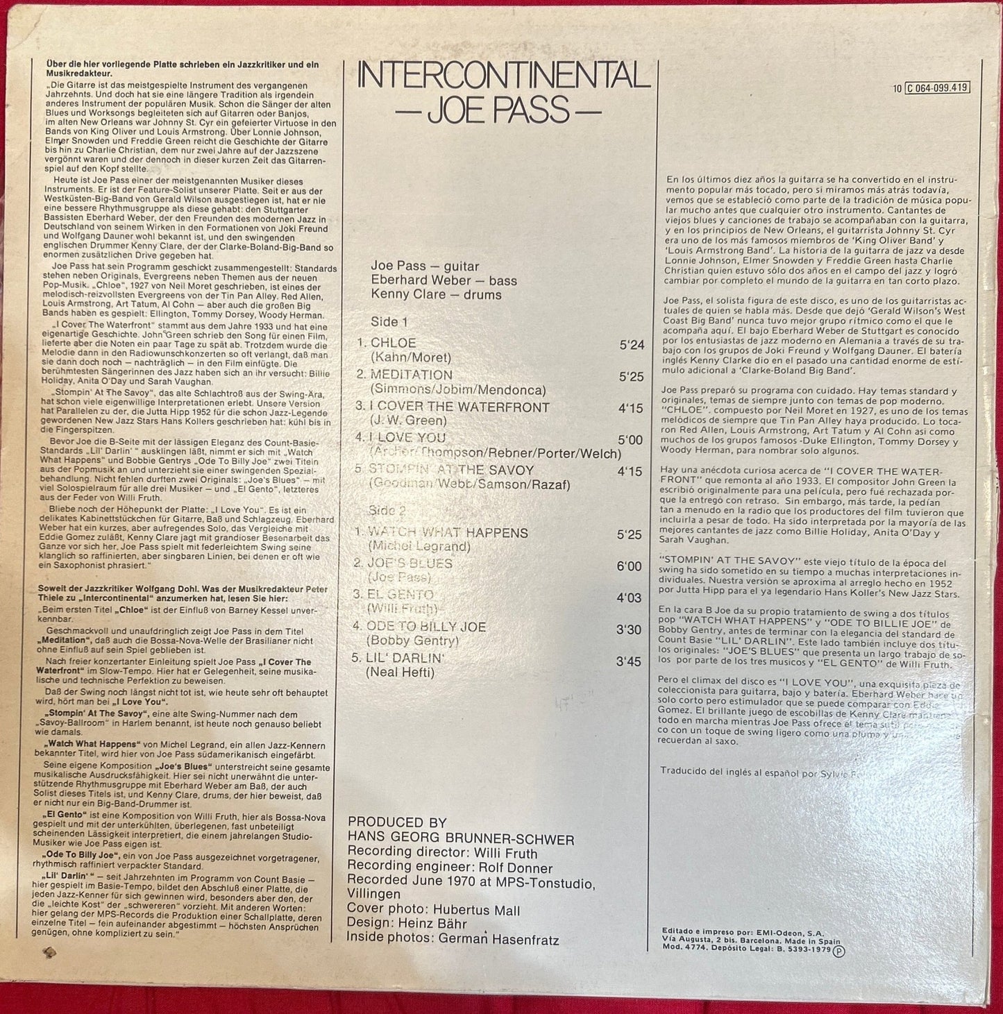LP Joe Pass – Intercontinental 2ª Mano - DISCOS NAKASHA