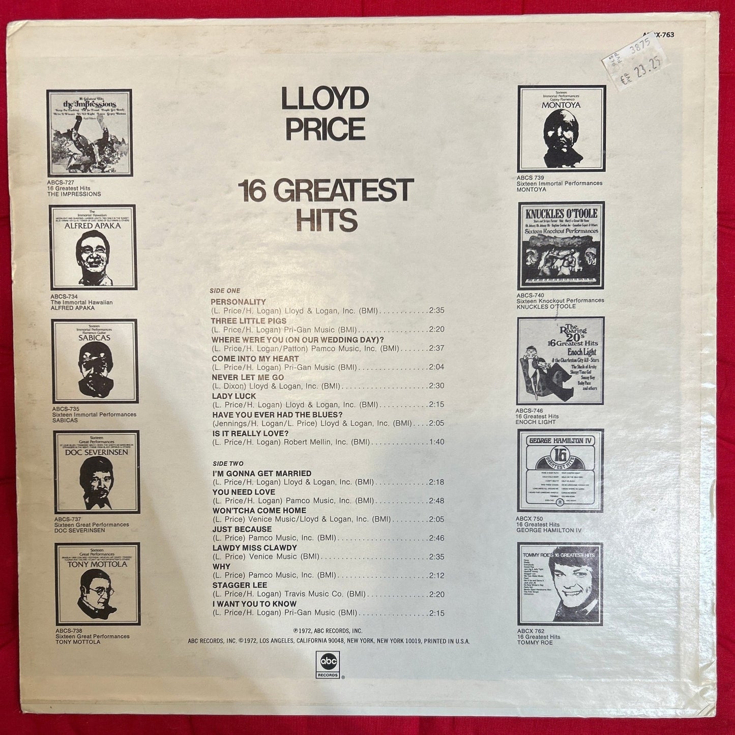 LP Lloyd Price – 16 Greatest Hits Ed. Americana 2ª Mano - DISCOS NAKASHA