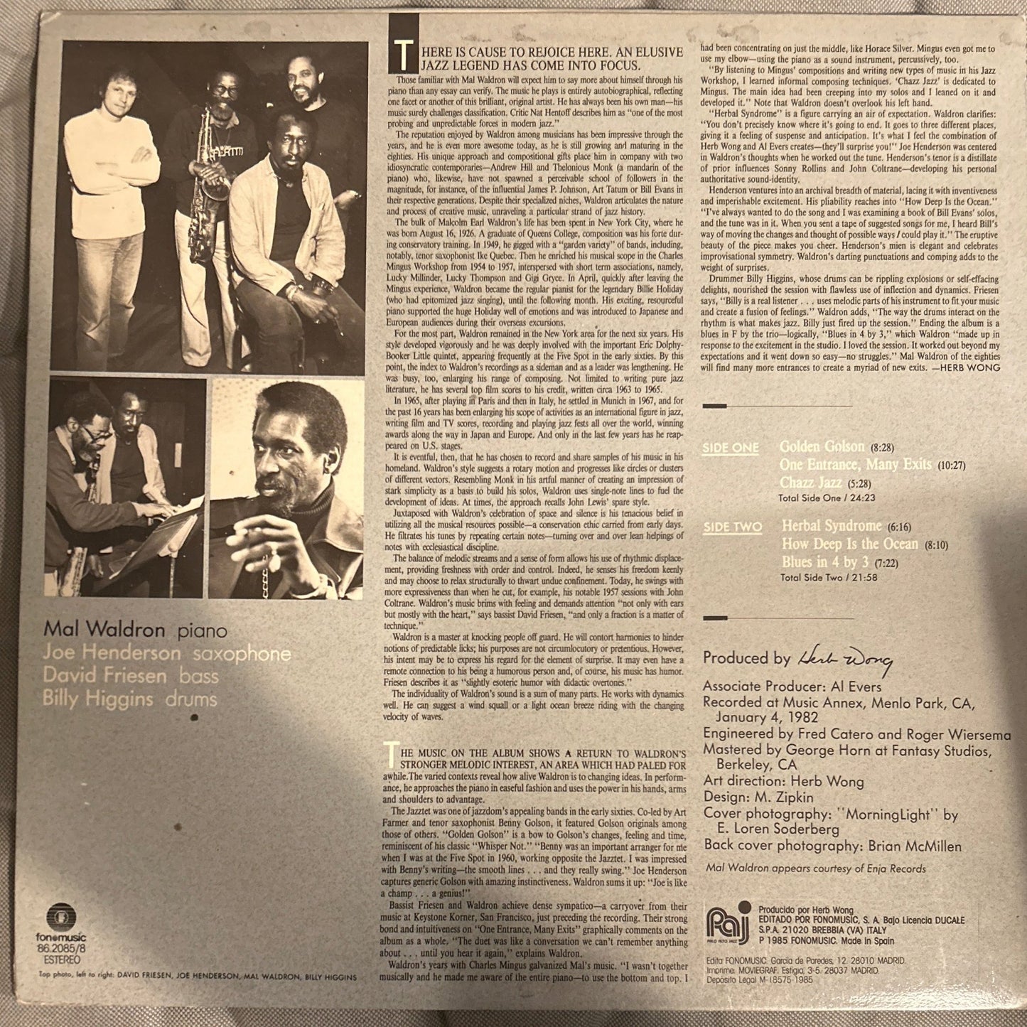 LP Mal Waldron – One Entrance, Many Exits 2ª Mano - DISCOS NAKASHA