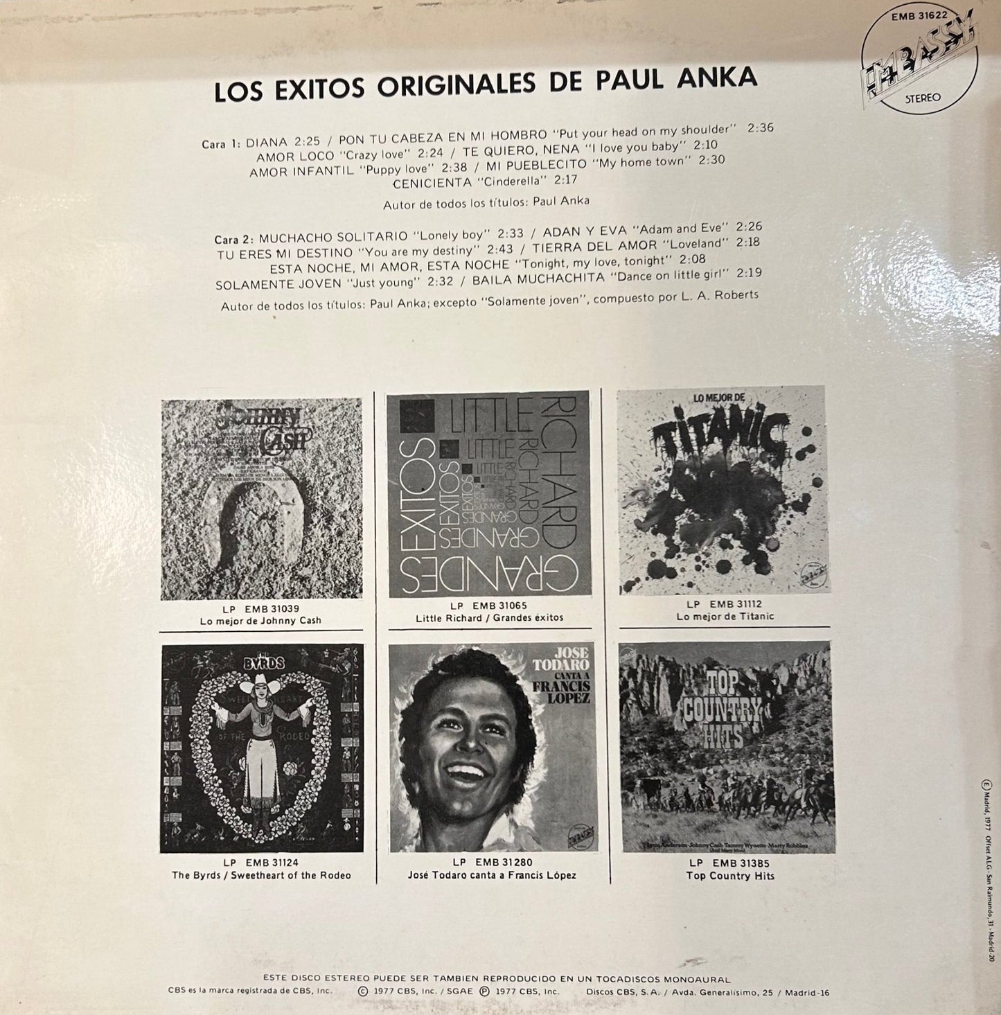 LP Paul Anka – Los Exitos Originales De Paul Anka 2ª Mano (Producto exclusivo recogida en tienda) - DISCOS NAKASHA