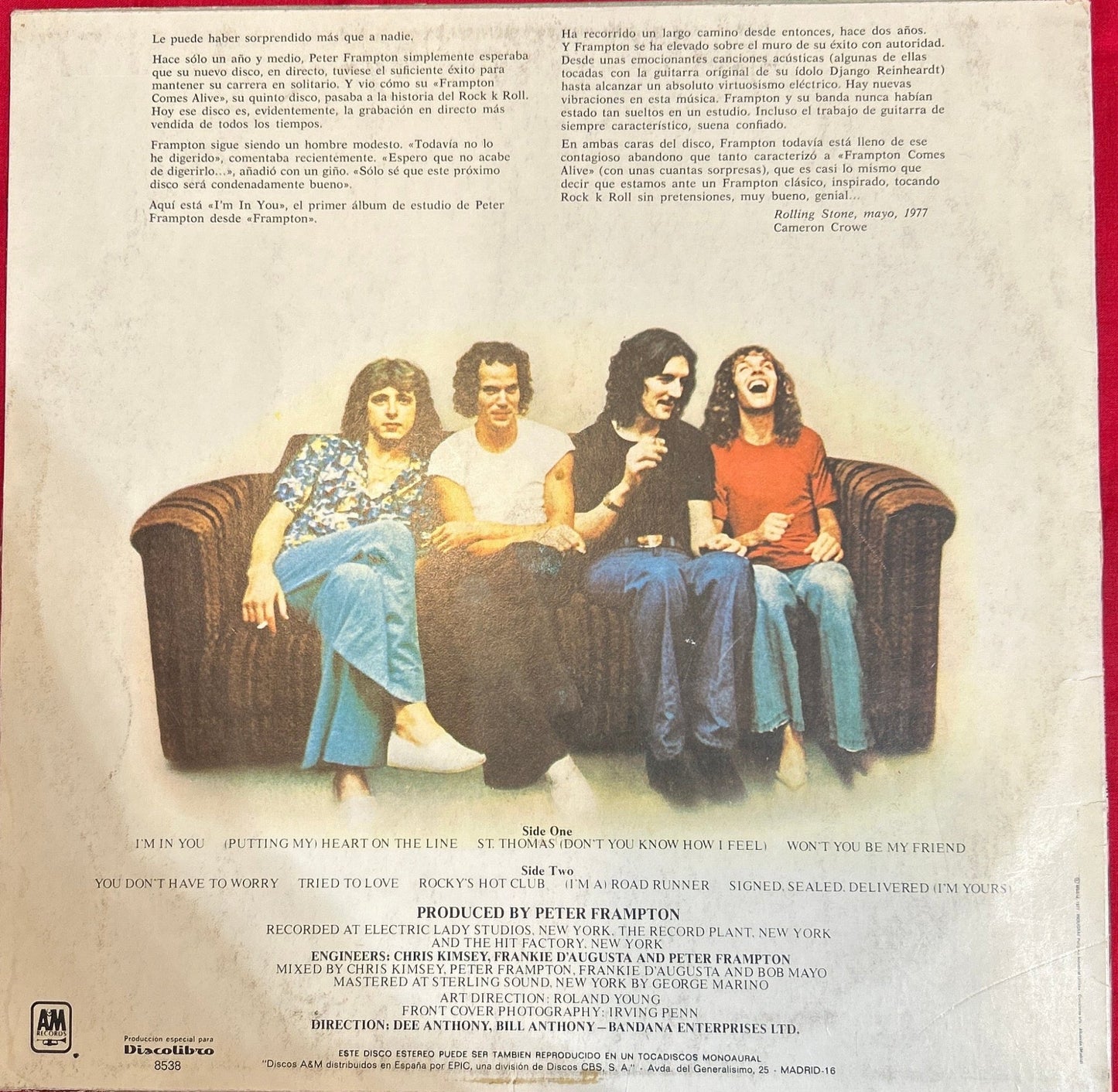 LP Peter Frampton – I'm In You 2ª mano (Producto exclusivo recogida en tienda) - DISCOS NAKASHA