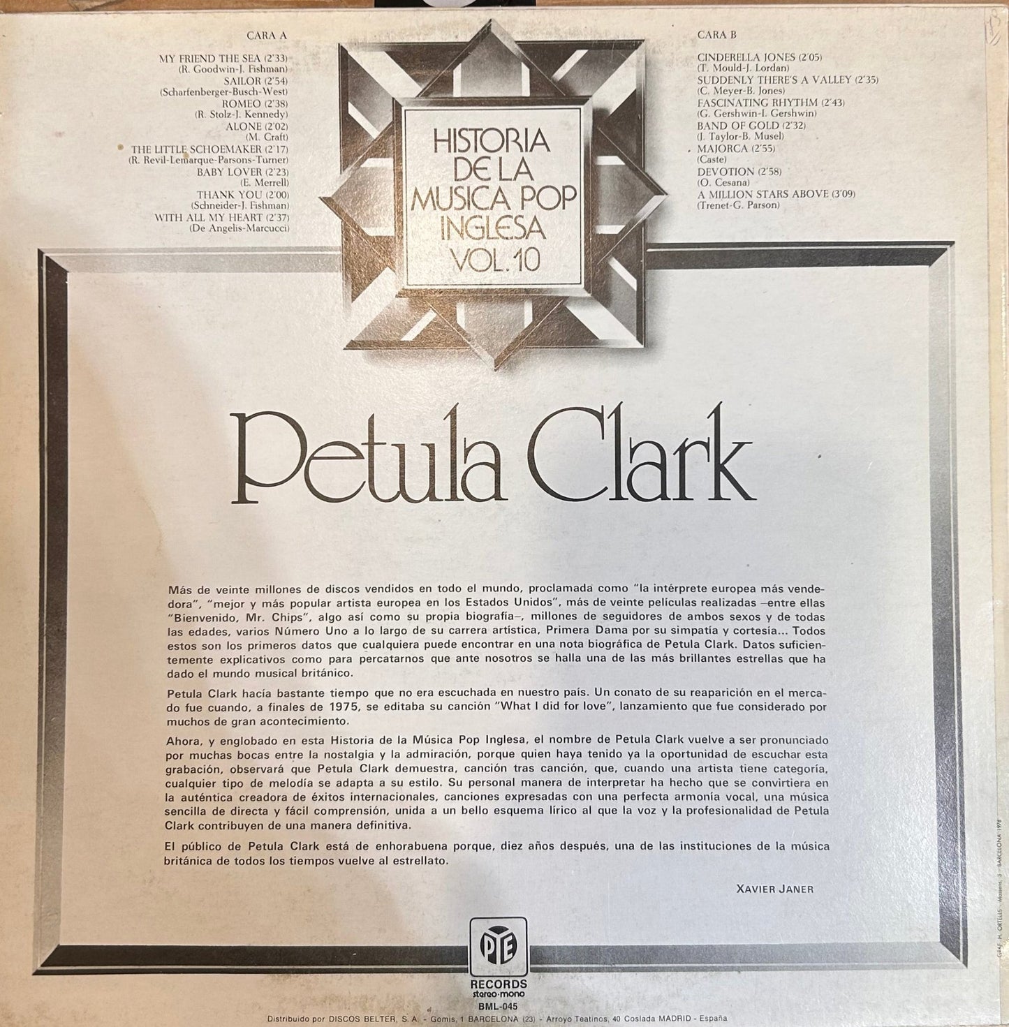 LP Petula Clark – Historia De La Música Pop Inglesa / Vol. 10 2ª mano (Producto exclusivo recogida en tienda) - DISCOS NAKASHA