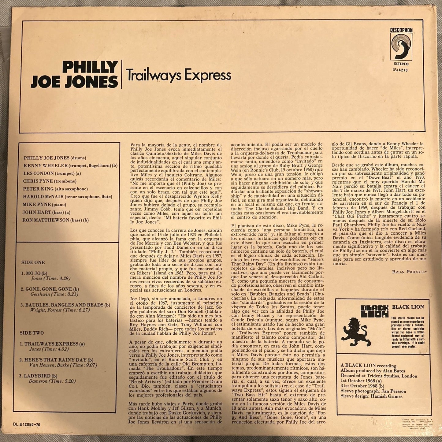 LP Philly Joe Jones – Trailways Express 2ª Mano - DISCOS NAKASHA