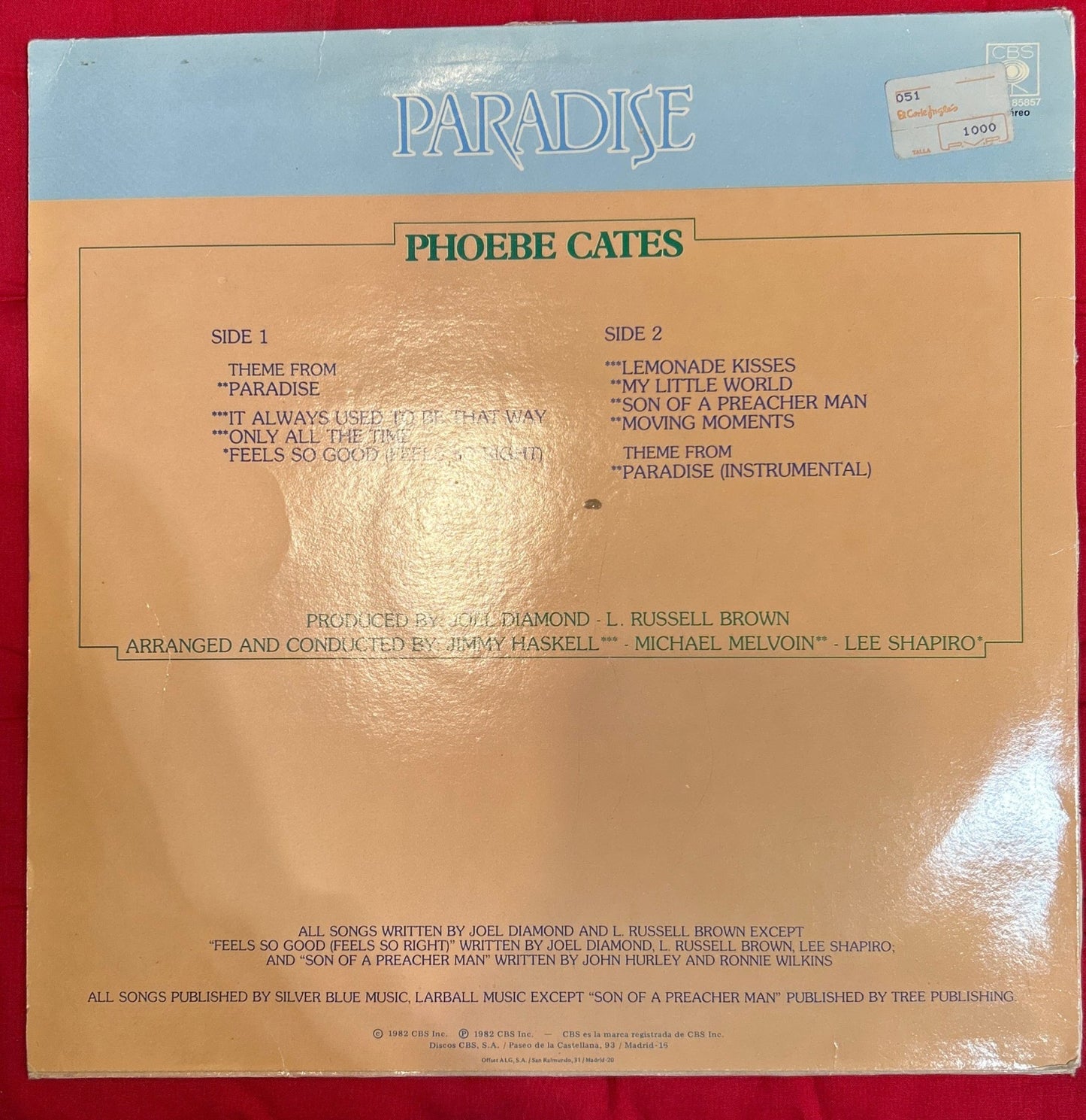 LP Phoebe Cates – Paradise 2ª Mano - DISCOS NAKASHA