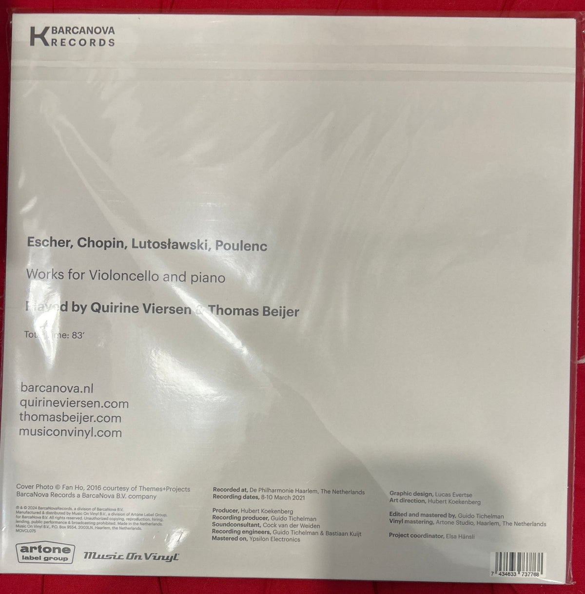 LP Quirine Viersen & Thomas Beijer - Escher, Chopin, Lutoslawski, Poulenc, Works For Violoncello And Piano Nuevo precintado - DISCOS NAKASHA