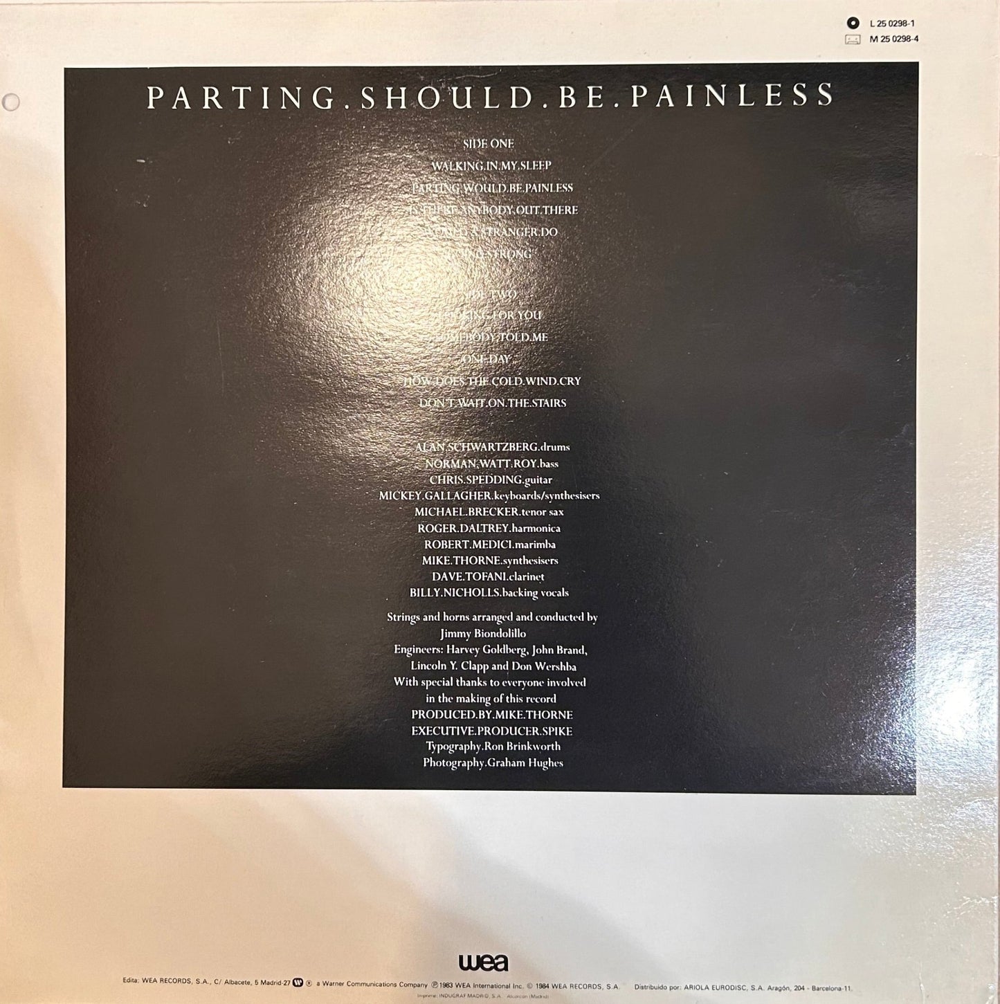 LP Roger Daltrey – Parting Should Be Painless 2ª mano - DISCOS NAKASHA