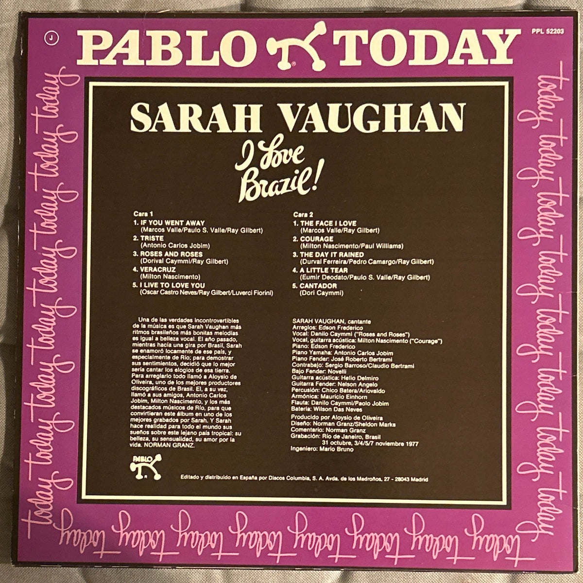 LP Sarah Vaughan – I Love Brazil! 2ª Mano - DISCOS NAKASHA
