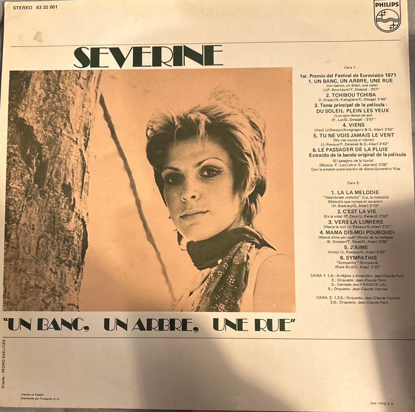 LP Severine – Un Banc, Un Arbre, Une Rue = Un Banco, Un Arbol, Una Calle 2ª Mano - DISCOS NAKASHA