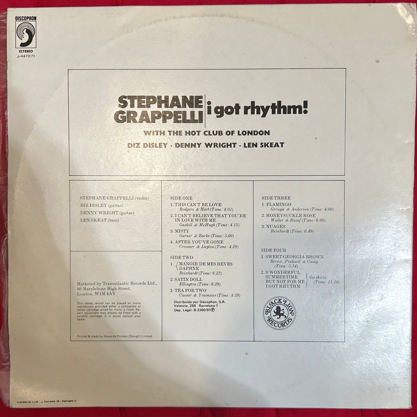 LP Stephane Grappelli With The Hot Club Of London – I Got Rhythm! 2ª Mano - DISCOS NAKASHA