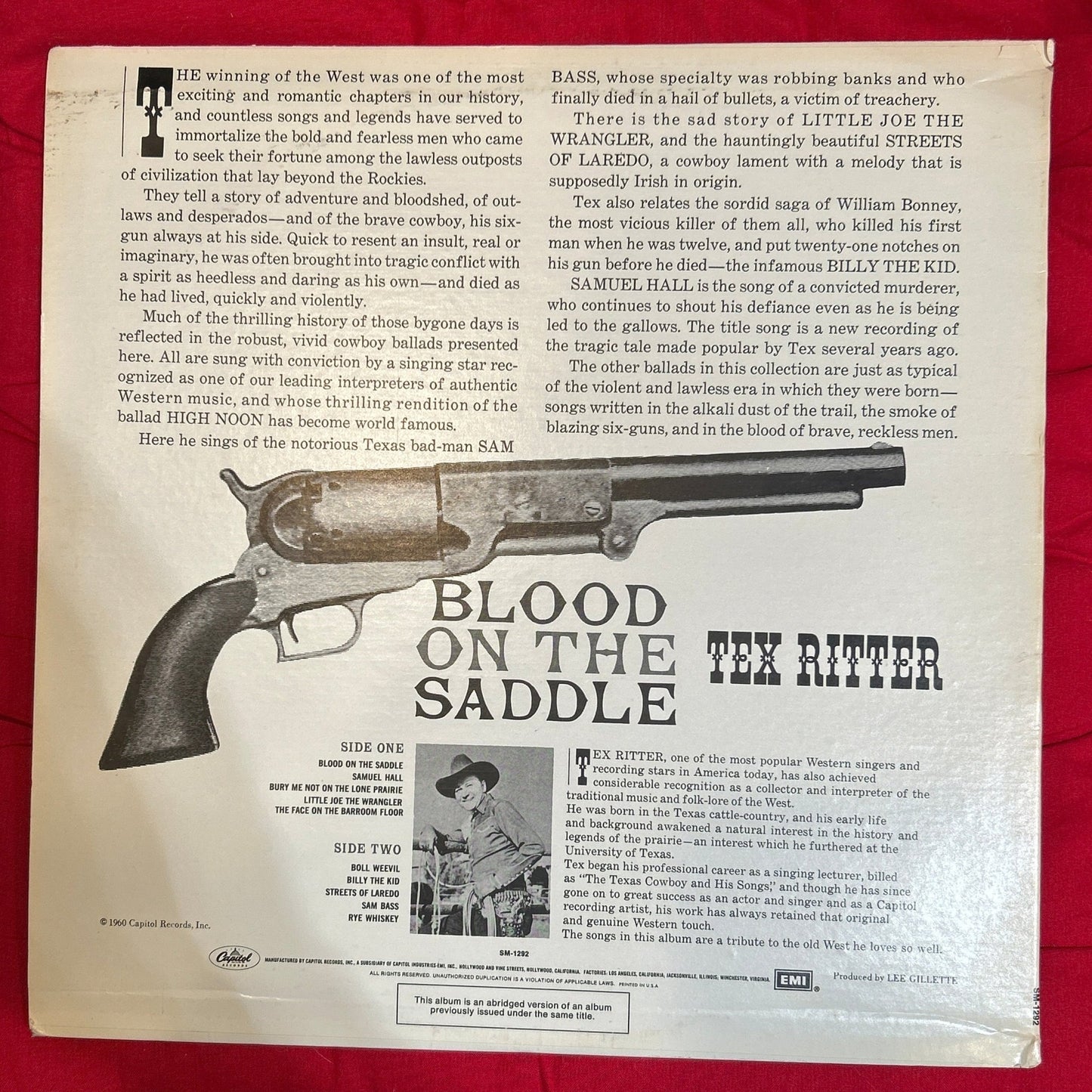 LP Tex Ritter – Blood On The Saddle 2ª Mano - DISCOS NAKASHA
