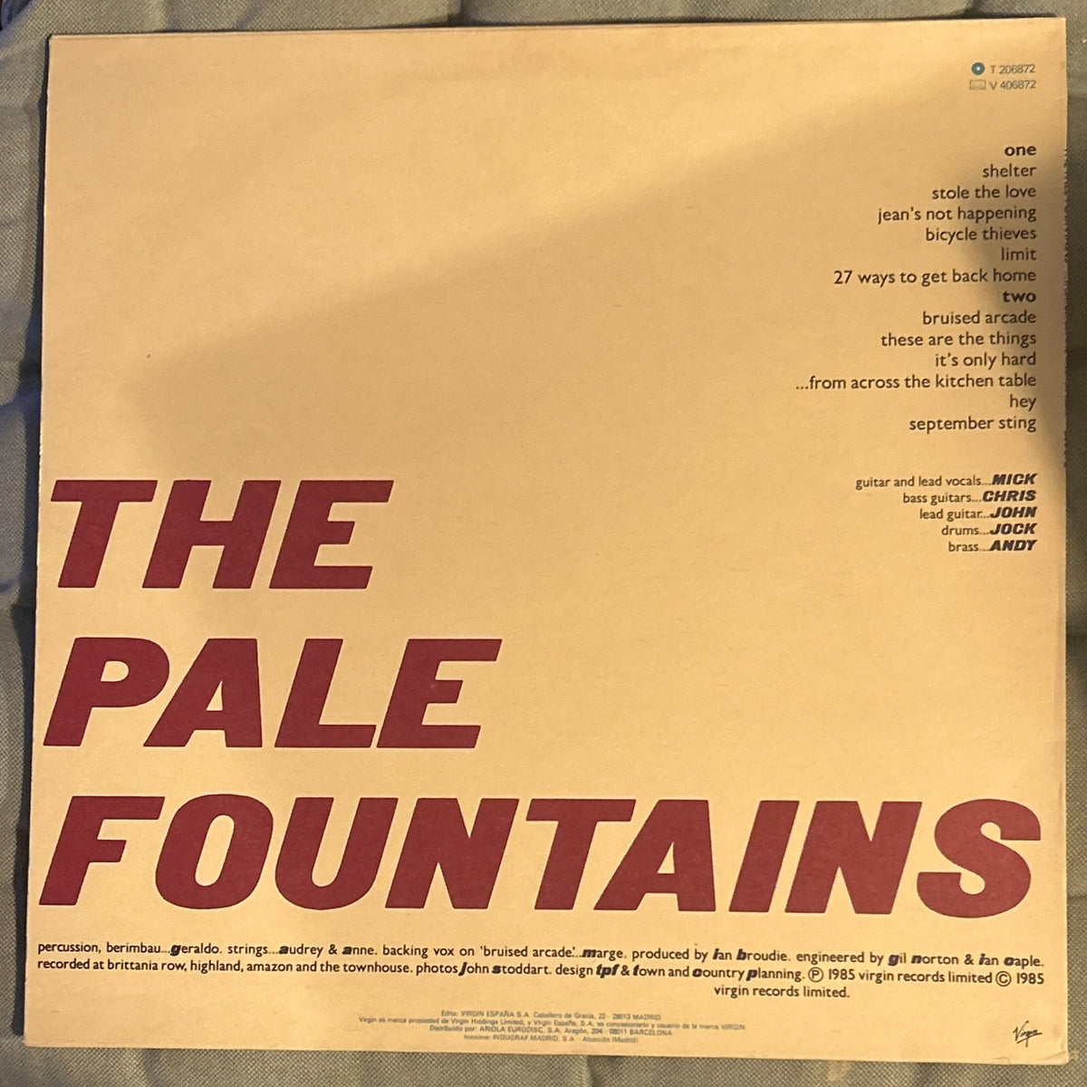 LP The Pale Fountains – ... From Across The Kitchen Table 2ª mano - DISCOS NAKASHA