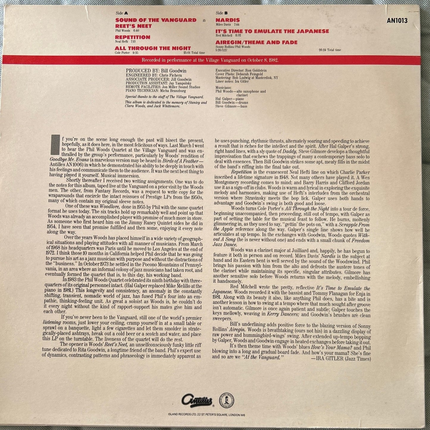 LP The Phil Woods Quartet – At The Vanguard 2ª Mano - DISCOS NAKASHA
