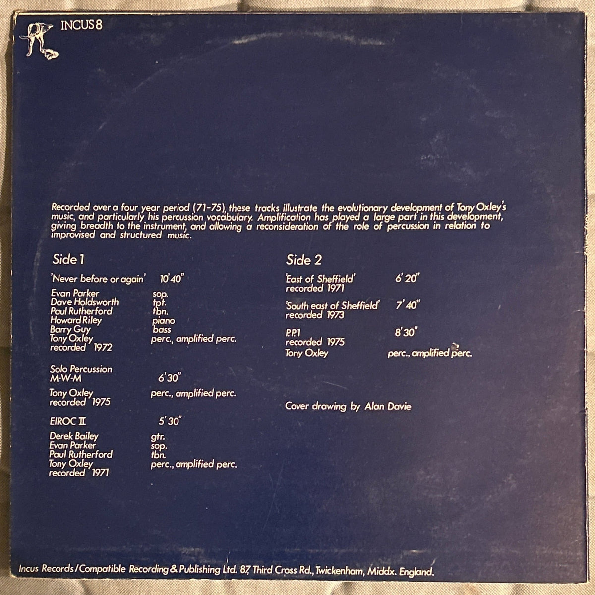 LP Tony Oxley – Tony Oxley 2ª Mano - DISCOS NAKASHA