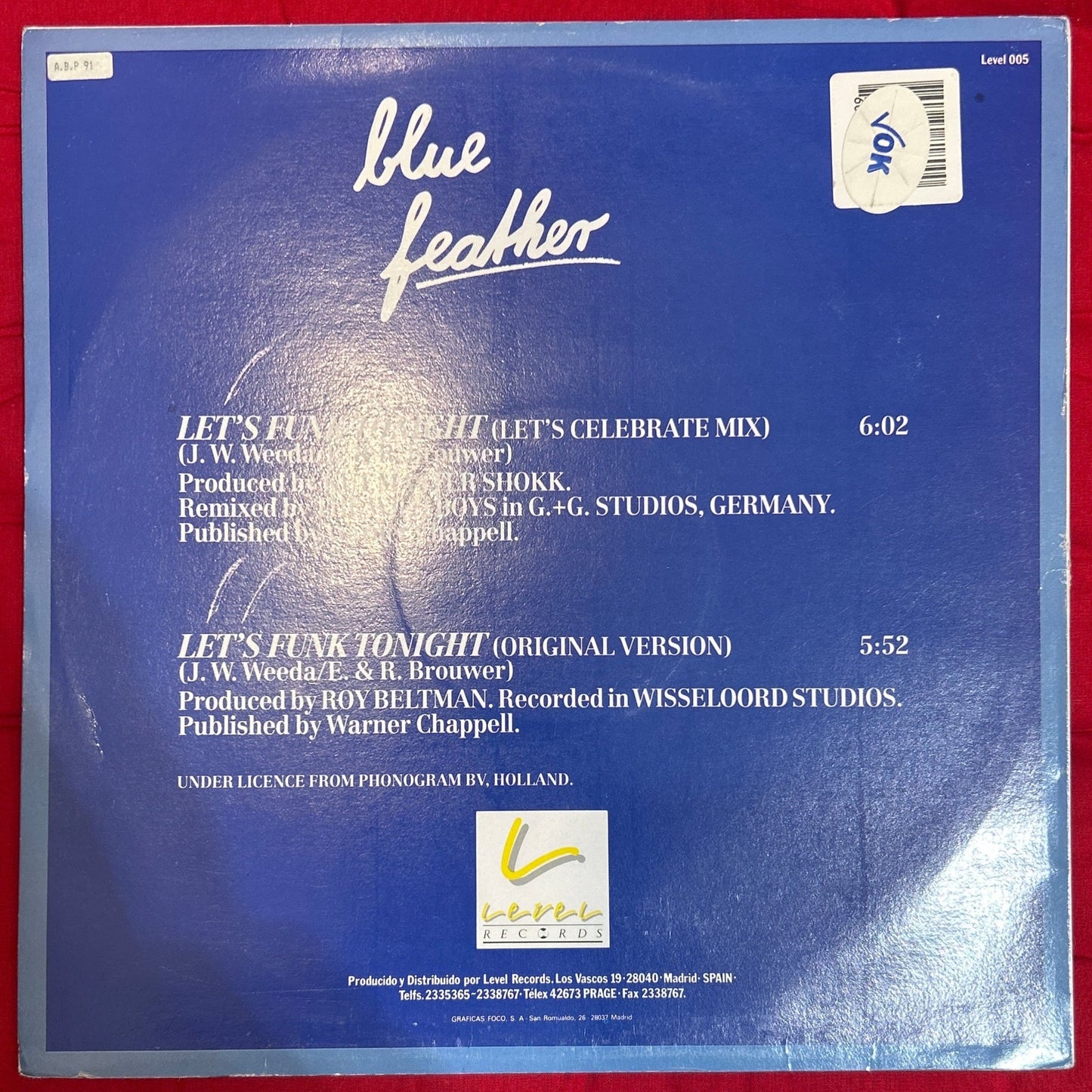 MAXISINGLE Blue Feather – Let's Funk Tonight (Let's Celebrate Mix) 2ª Mano (Producto exclusivo recogida en tienda) - DISCOS NAKASHA