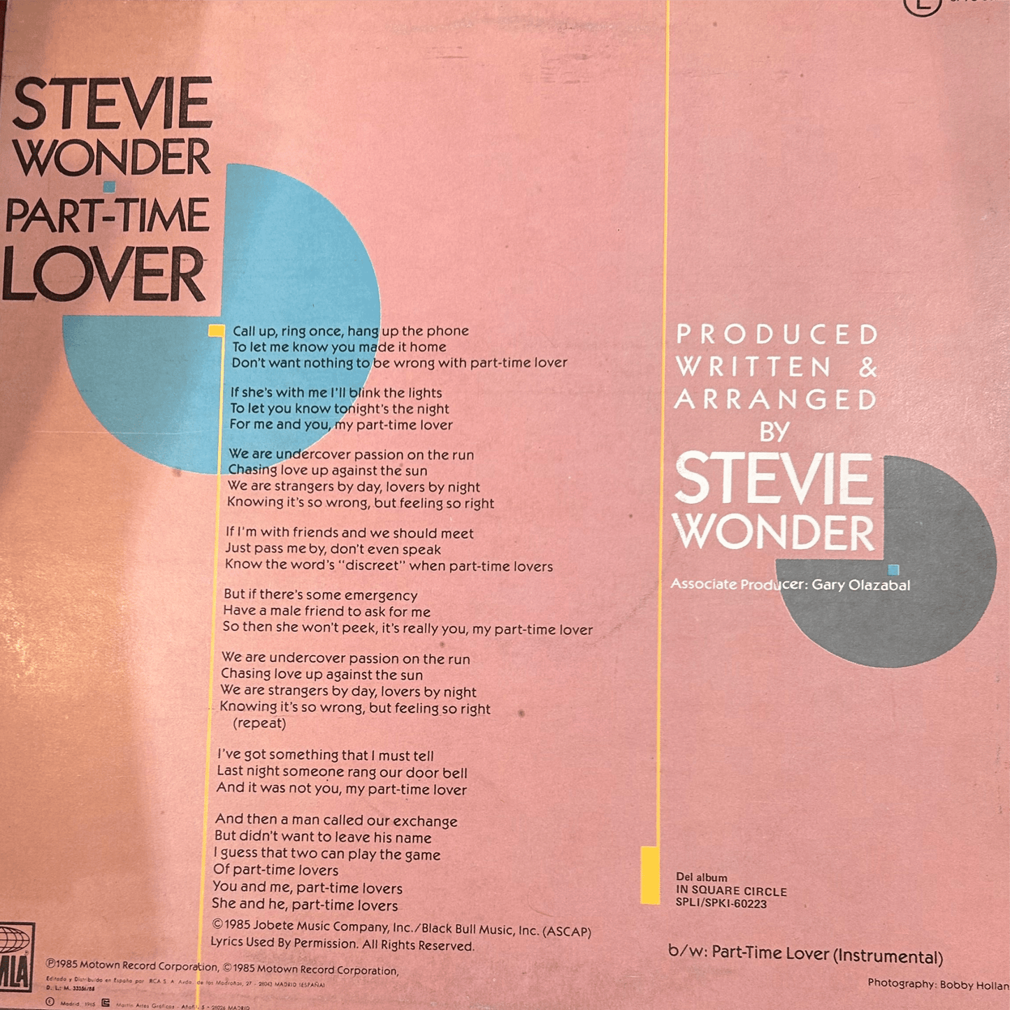 MAXISINGLE Stevie Wonder – Part - Time Lover = Amante A Medias 2ª Mano - DISCOS NAKASHA