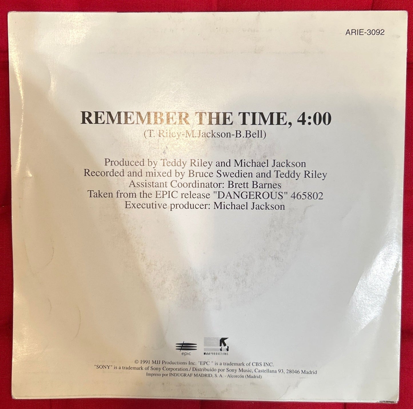 SINGLE Michael Jackson – Remember The Time 2ª mano - DISCOS NAKASHA