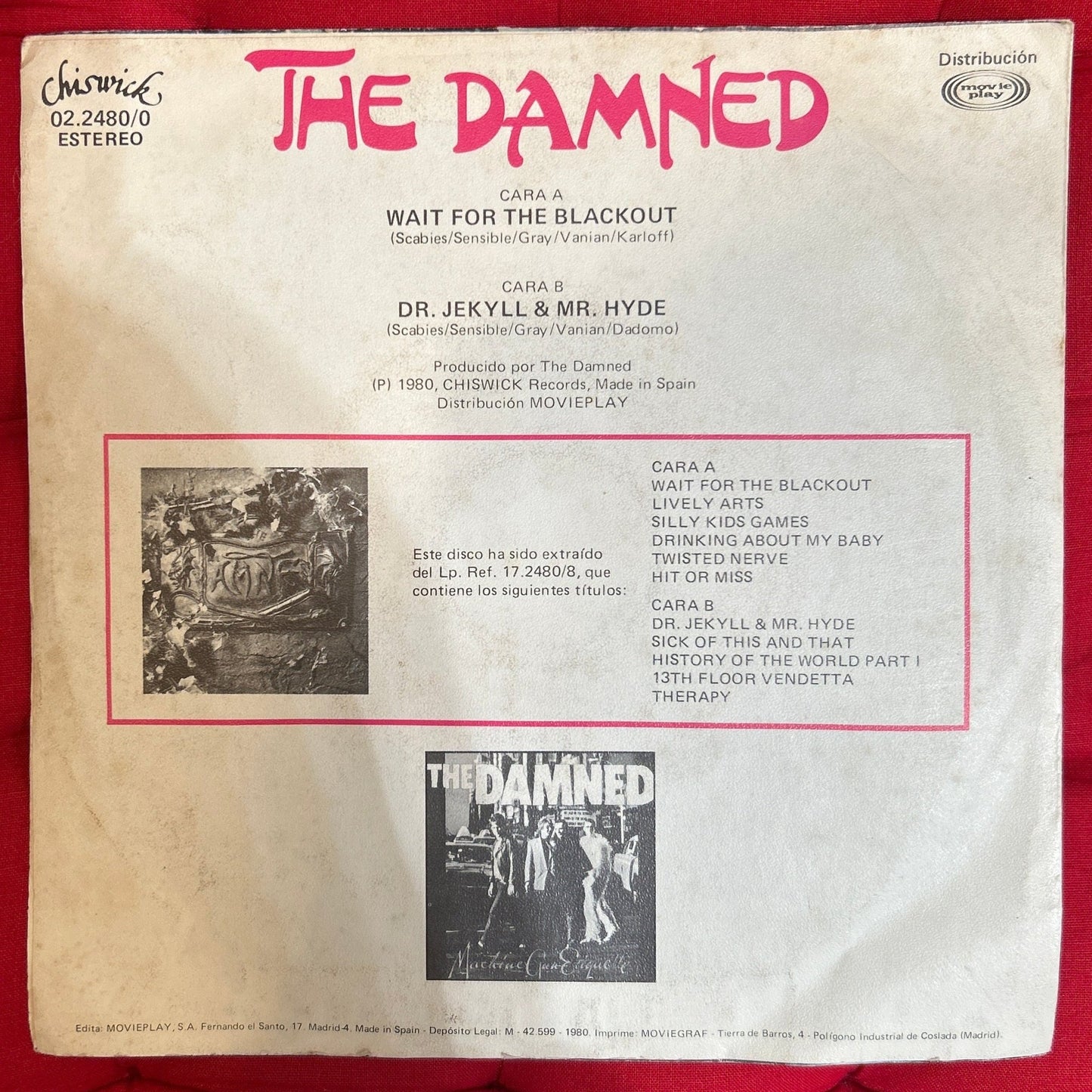 SINGLE The Damned – Wait For The Blackout 2ª Mano - DISCOS NAKASHA