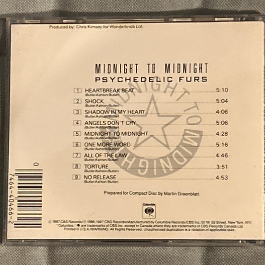 CD Psychedelic Furs ‎– Midnight To Midnight Ed. USA 2ª Mano