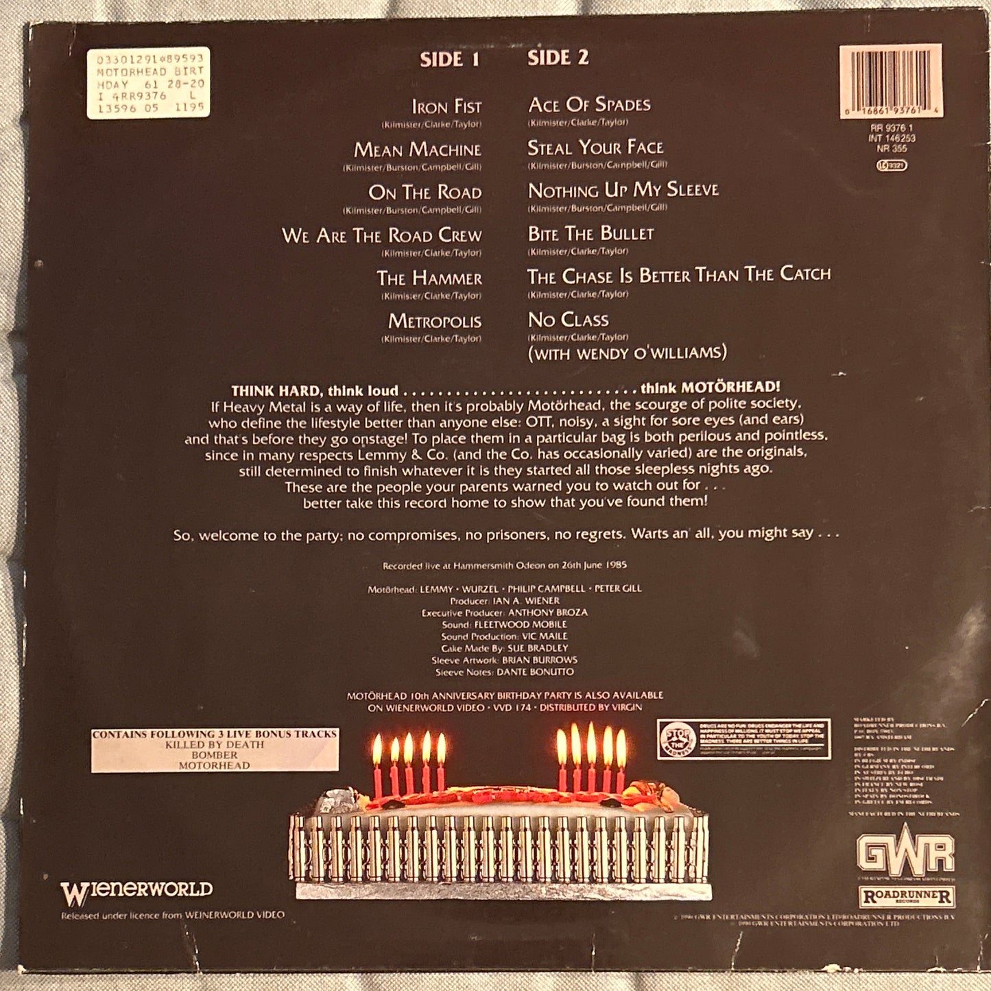 LP Motorhead – The Birthday Party 2ª Mano