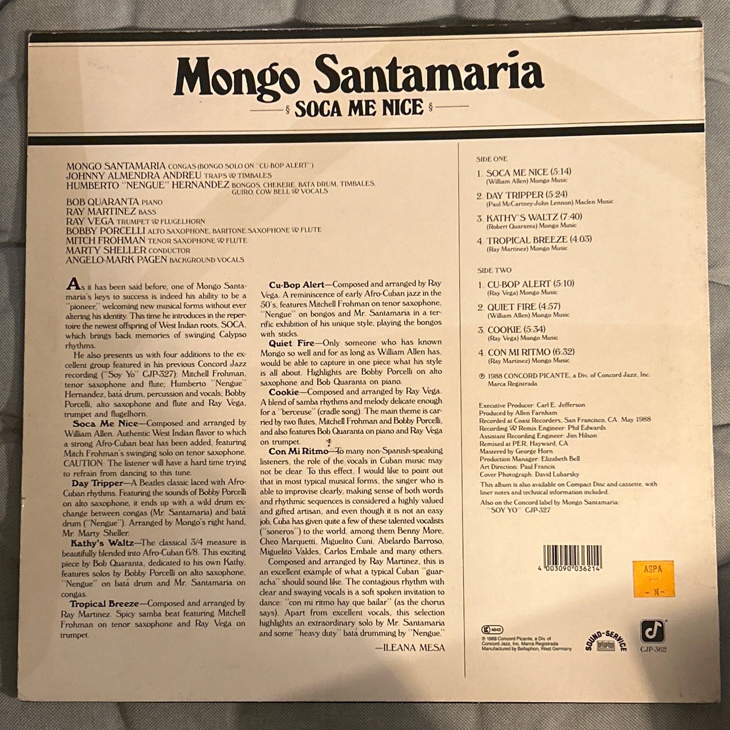 LP Mongo Santamaria ‎– Soca Me Nice 2ª Mano