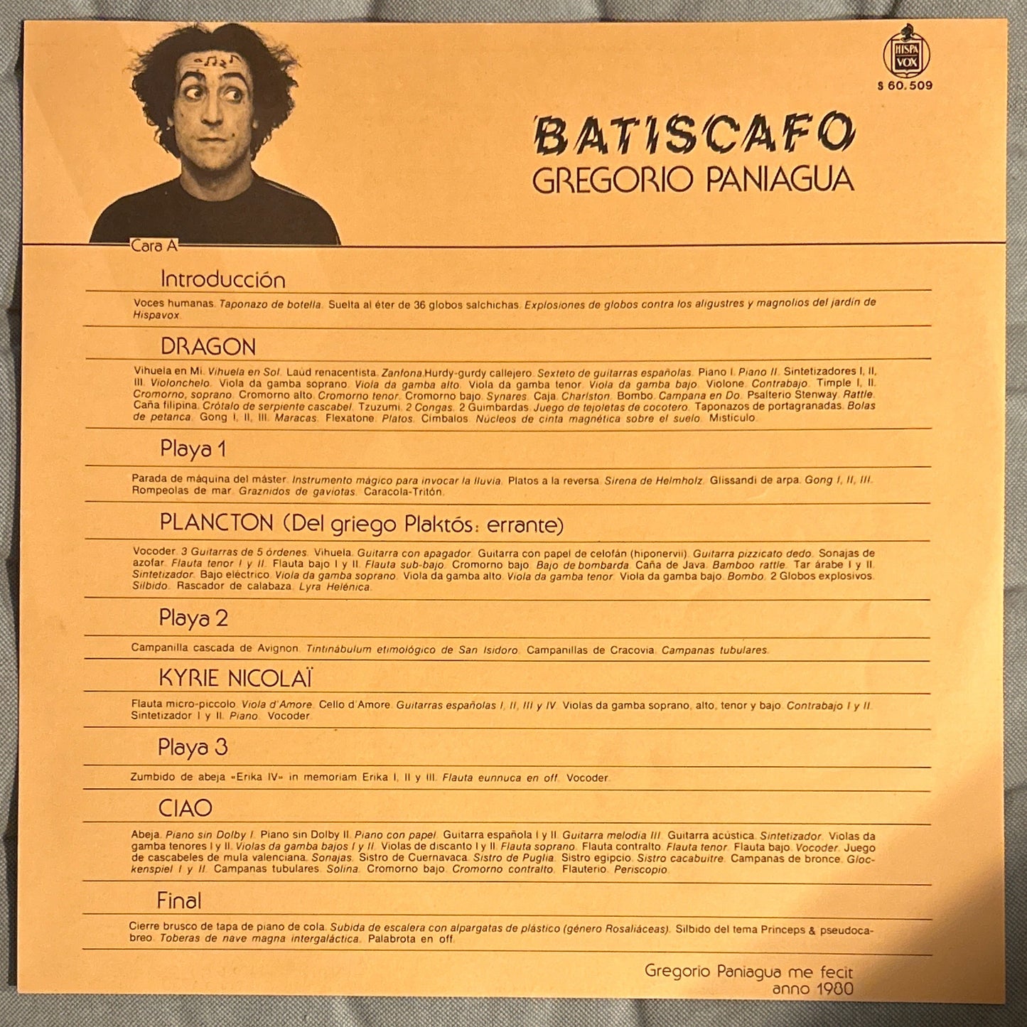 LP Gregorio Paniagua ‎– Batiscafo 2ª Mano