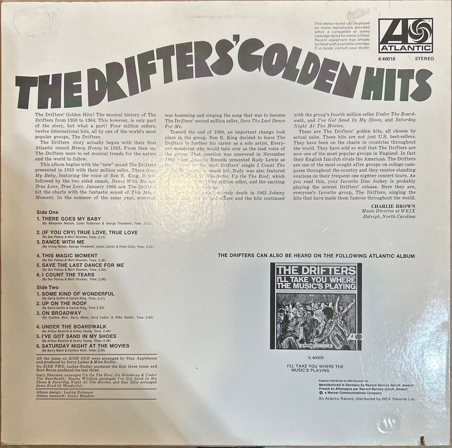 LP The Drifters ‎– The Drifters' Golden Hits 2ª Mano