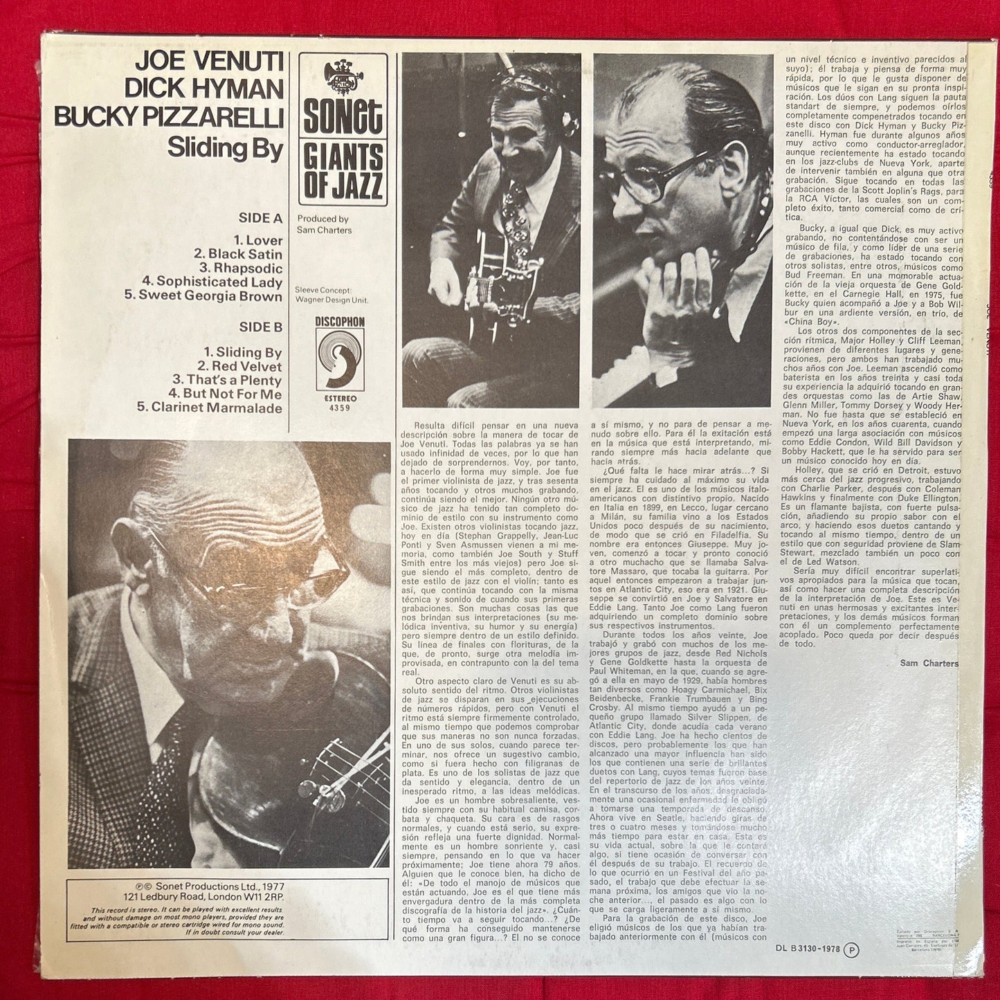 LP Joe Venuti ‎– Sliding By 2ª Mano (Producto exclusivo recogida en tienda)