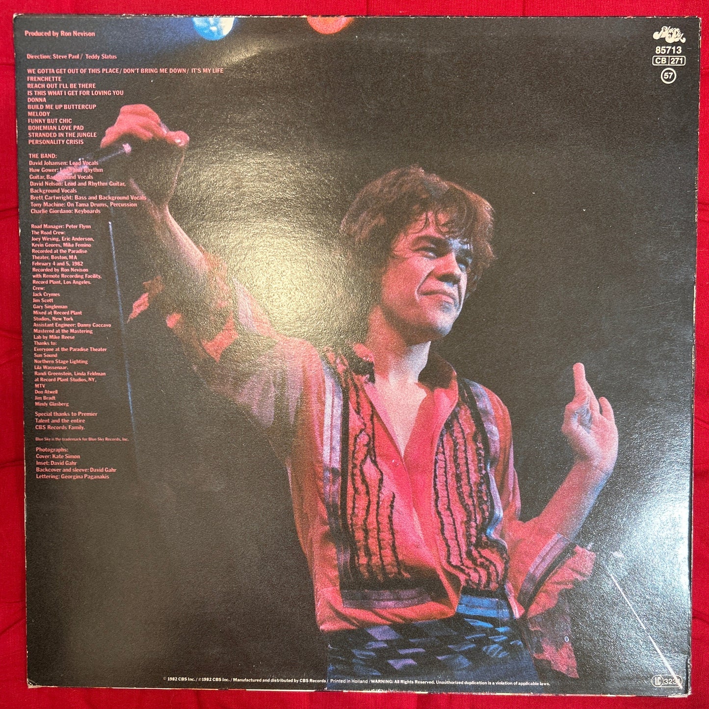 LP David Johansen ‎– Live It Up 2ª Mano