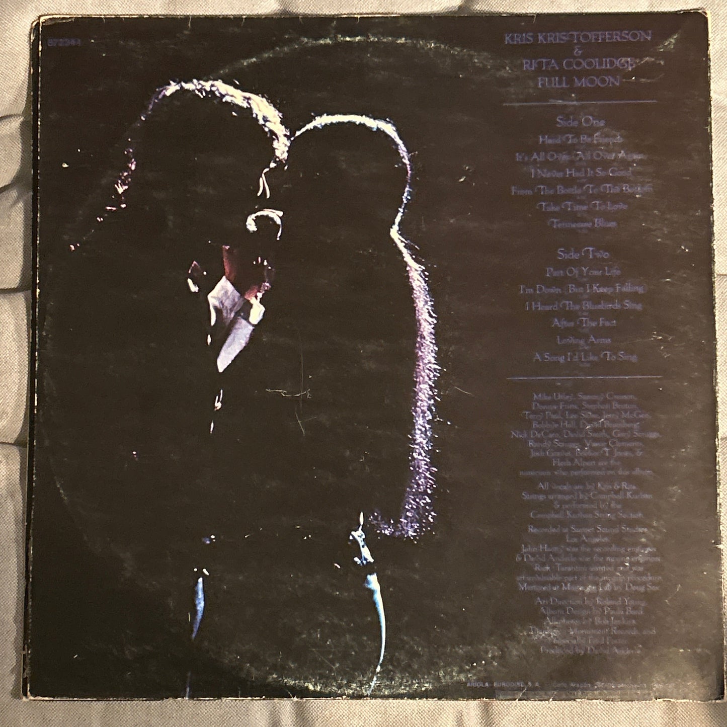 LP Kris Kristofferson Y Rita Coolidge ‎– Full Moon 2ª Mano