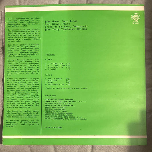 LP The John Gross Quartet ‎– Lost & Found 2ª Mano