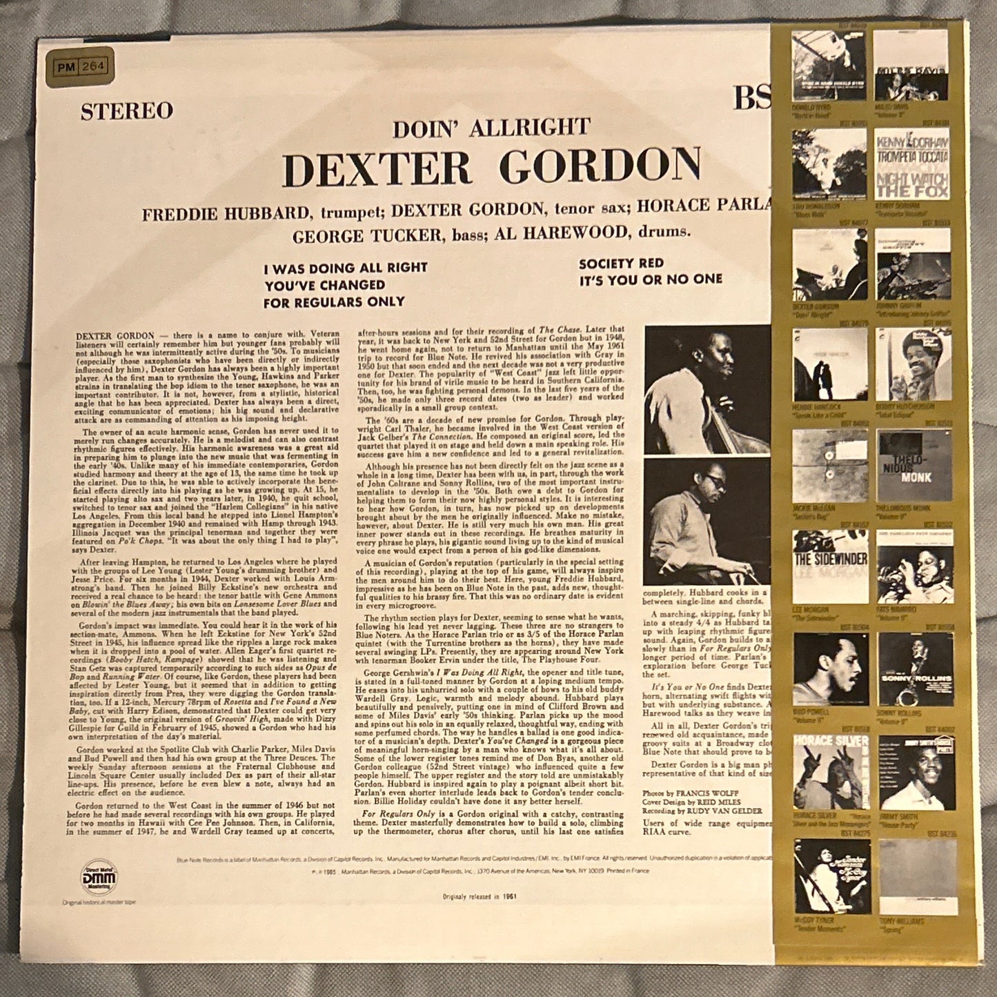 LP Dexter Gordon ‎– Doin' Allright 2ª Mano