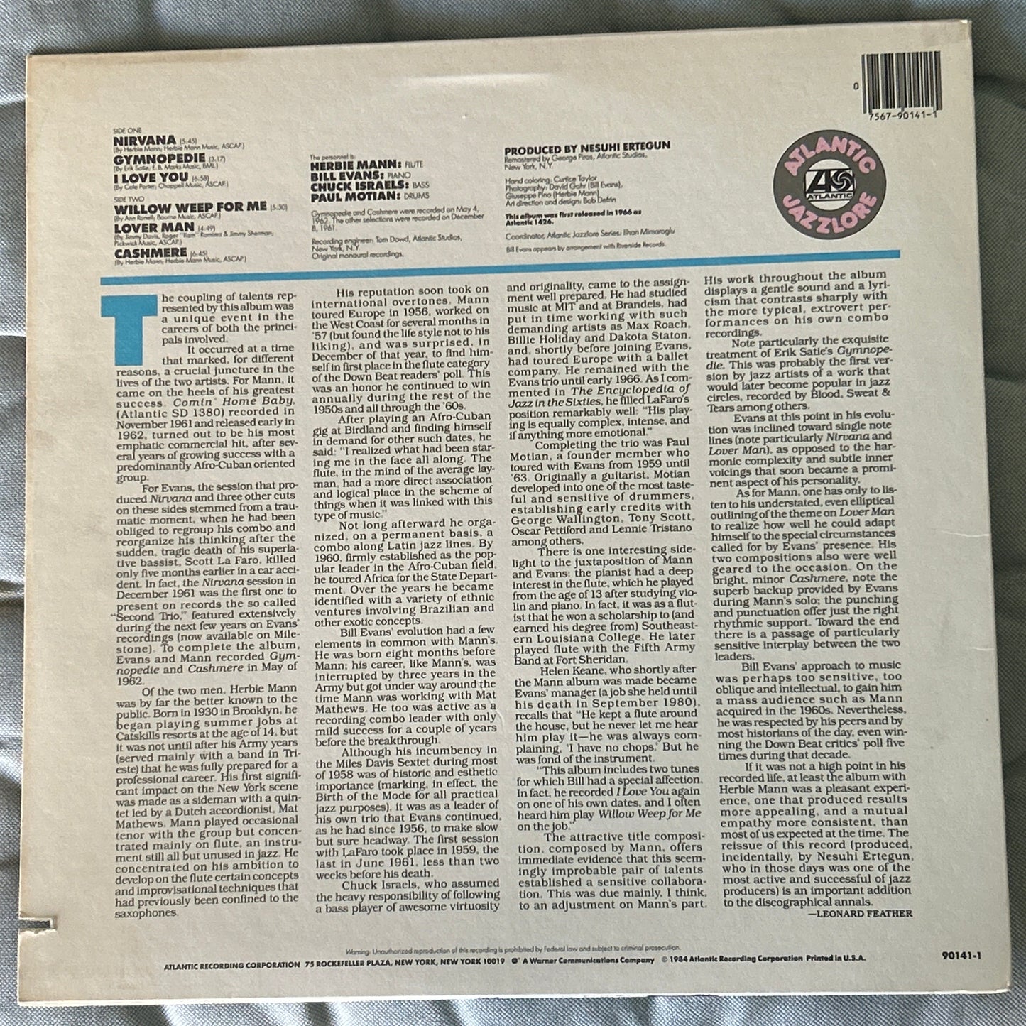 LP Herbie Mann & The Bill Evans Trio ‎– Nirvana 2ª Mano