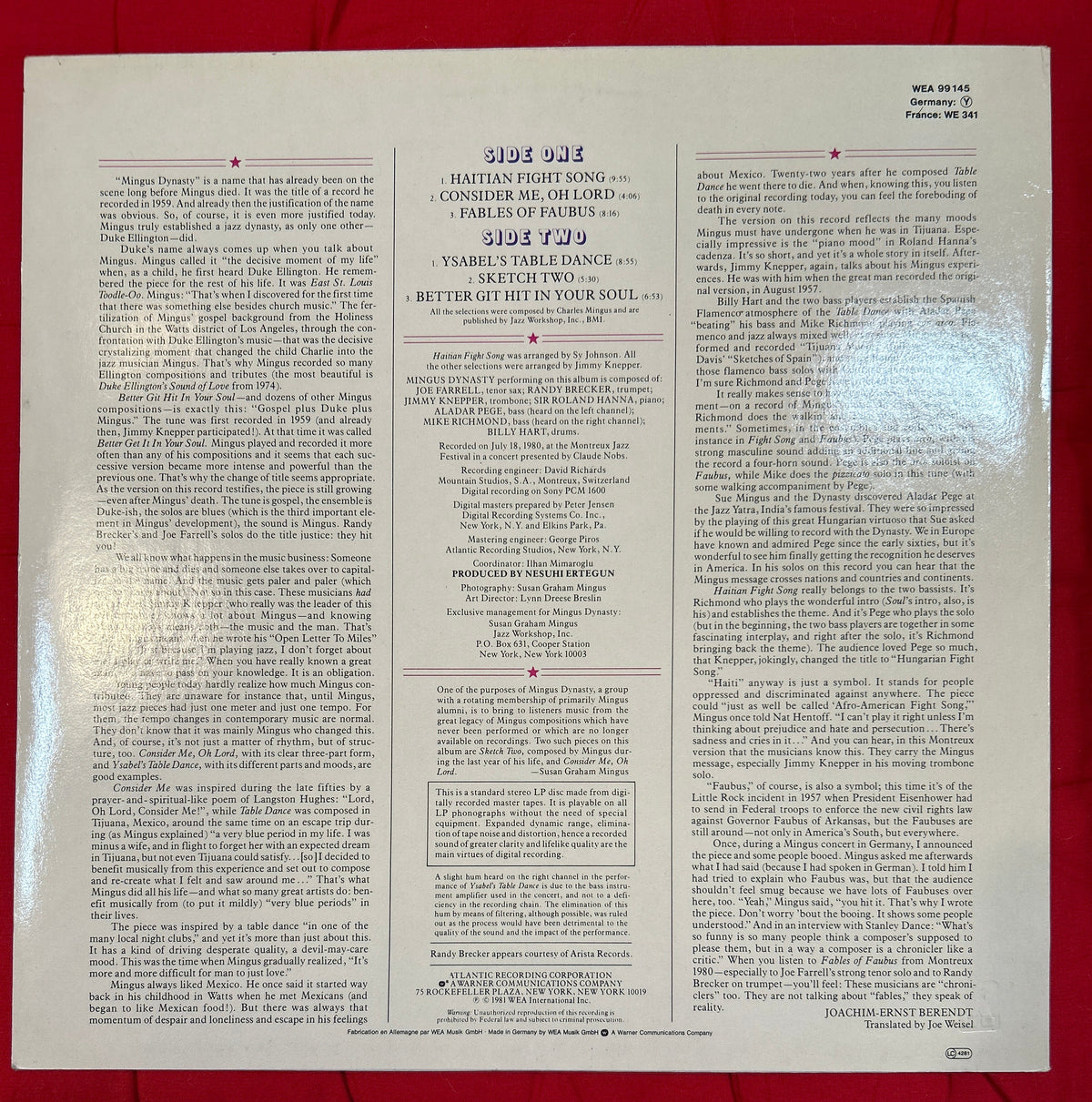 LP Mingus Dynasty ‎– Live At Montreux 2ª Mano