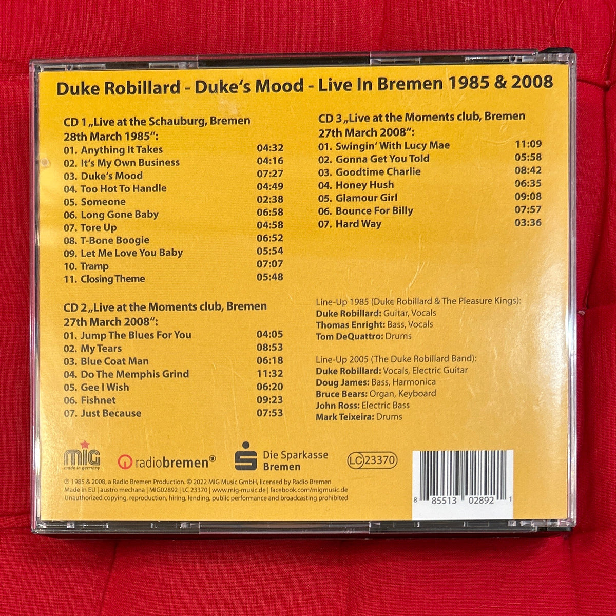 CD Duke Robillard ‎– Duke's Mood - Live In Bremen 1985 & 2008 2ª Mano