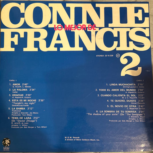 LP Connie Francis ‎– Lo Mejor De Connie Francis Vol. 2 2ª Mano (Producto exclusivo recogida en tienda)