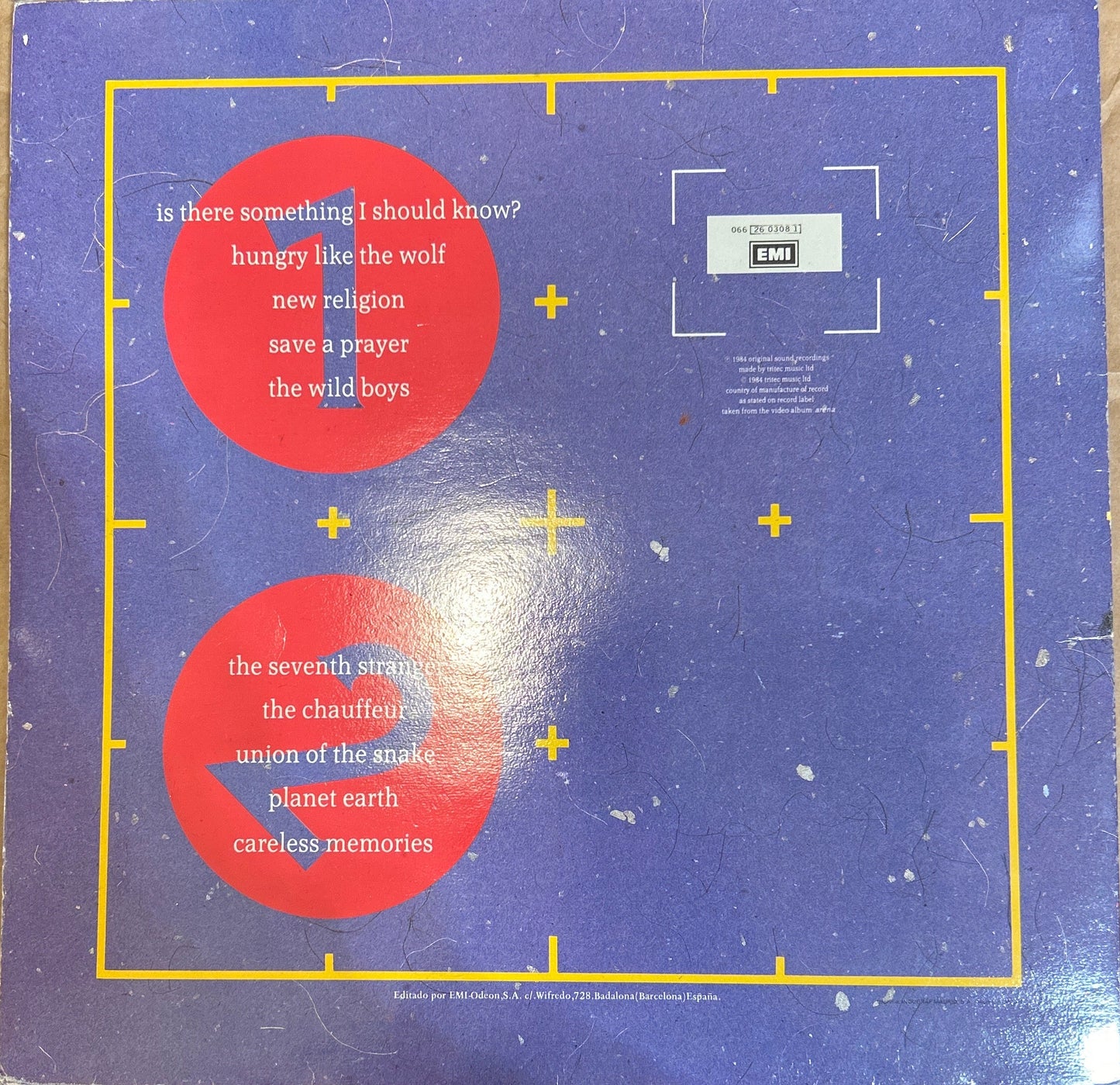 LP Duran Duran ‎– Arena 2ª Mano