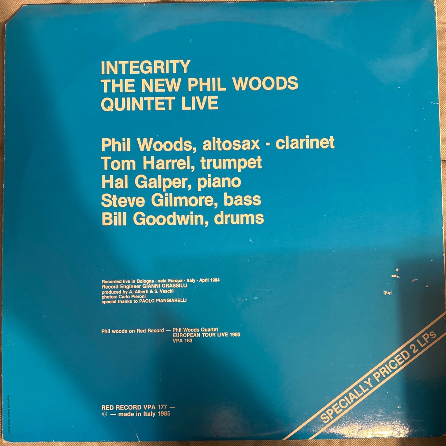 LP The New Phil Woods Quintet ‎– Integrity (The New Phil Woods Quintet Live) 2ª Mano