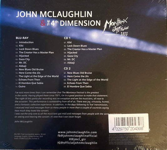 CD John McLaughlin & The 4th Dimension ‎– Montreux Jazz Festival 2022 Nuevo precintado