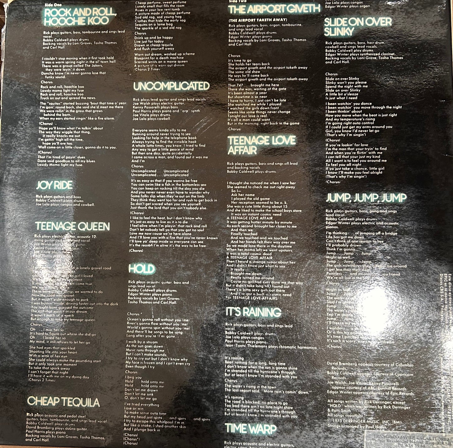 LP Rick Derringer – All American Boy 2ª mano