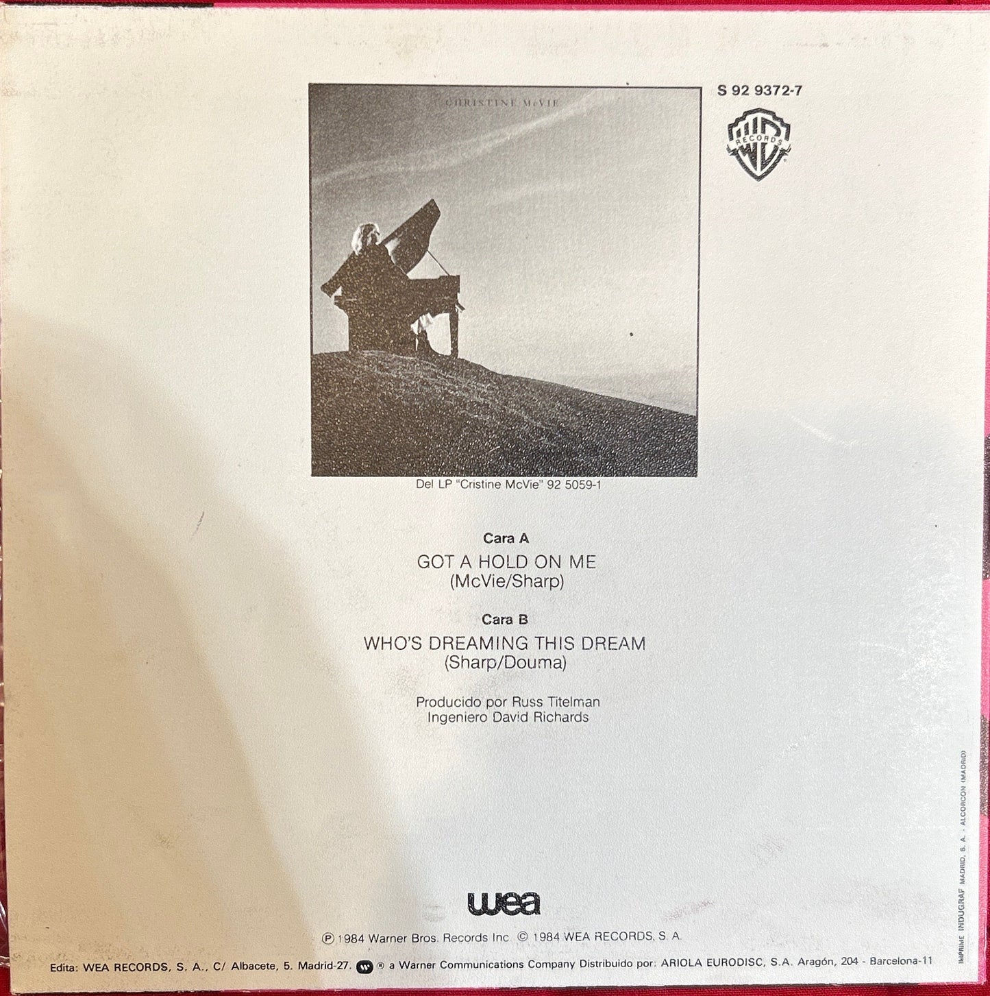 SINGLE Cristine McVie – Got A Hold On Me 2ª Mano  (Producto exclusivo recogida en tienda)